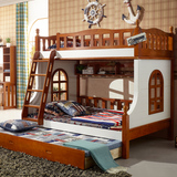 全实木高低床子母床上下铺儿童床带护栏实木双层床ZHX-6221