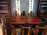 老船木家具中式简约船木餐桌椅组合定做实木餐台圆桌特价厂家直销