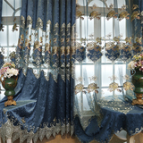 欧式雪尼尔布料绣花镂空窗帘成品飘窗定做落地窗加厚遮光卧室窗纱