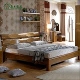 原木家具 实木双人床 高箱储物床现代中式1.5米1.8米床  胡桃木色