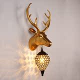 创意鹿头壁灯 美式复古个性床头灯北欧客厅酒吧咖啡厅餐厅鹿角灯