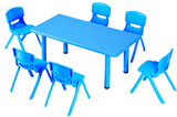 厂家直销进口工程PE塑料儿童学习桌子 幼儿园六人长方桌椅玩具桌