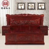 东阳红木家具非洲酸枝木1.8米双人床中式实木明清古典雕刻婚大床