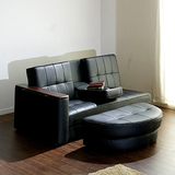 热销韩式简约小户型沙发床组合双人皮艺沙发多功能客厅沙发两用