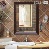 长方形浴室镜简约现代大气高档木纹边框壁挂镜子墙壁有框镜洗漱镜
