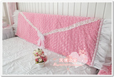 韩国进口代购粉色玫瑰绒绗缝夹棉珍珠蕾丝蝴蝶床头罩床头套床头盖