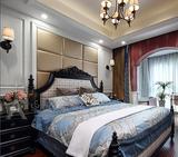 美式乡村床 卧室家具小美式床全实木床 黑色欧式双人床简美床婚床