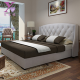 布艺床 高档美式布艺床北欧可储物床欧式床1.8米简约现代双人布床