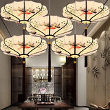 新中式灯笼吊灯中国风现代会所走廊创意艺术手绘布艺装饰仿古灯具