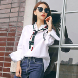 韩都衣舍2016韩版女装夏装新款宽松显瘦条纹长袖衬衫GD6188聖