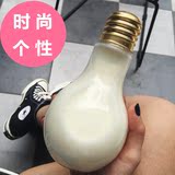 韩国创意个性灯泡玻璃杯早餐牛奶透明随手杯便携椭圆矮胖大肚水杯