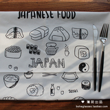 出口日式风格棉麻餐布字母森系手绘餐巾 早上好桌垫盖布拍照背景