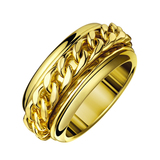 925纯银镀黄金食指 指环王戒指环男式女情侣对戒时尚银饰品可刻字
