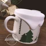 星巴克正品代购圣诞礼物白色松雪世界带杯盖马克杯陶瓷杯喝水杯子
