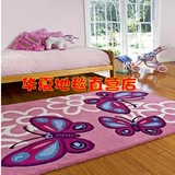 高档手工晴纶粉色蝴蝶地毯客厅卧室茶几床边满铺儿童房地毯 地垫
