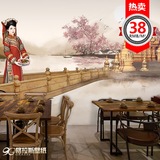 古典美女壁纸过桥米线云南特色美食大型壁画中式火锅拉面餐厅墙纸