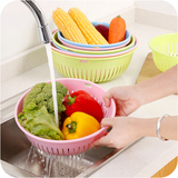 圆形镂空沥水篮洗菜篮塑料篮子厨房用品洗菜盆洗水果篮蔬果收纳篮