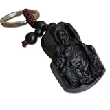 多吉米 汽车钥匙扣 钥匙链 关公 乌木木雕 钥匙挂饰 车遥控钥匙扣