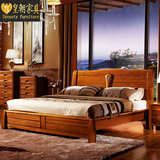 皇朝全实木婚床 1.8 1.5米纯实木双人床楠木床中式床储物床高箱