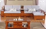 新中式全实木沙发 现代客厅水曲柳贵妃布艺沙发 冬夏两用储物沙发