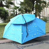 三折叠大号垂钓鱼头戴伞帽伞 双层防风防晒防雨防紫外线遮阳头伞