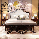 北欧布艺实木床 欧式床1.8  美式床 双人床  卧室床 小户型样板房