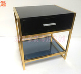 现代简约不锈钢床头柜新古典创意电镀金色柜子后现代金属饰品架