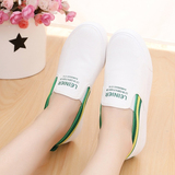 夏季韩版白色小清新低帮平跟女学生平底休闲帆布鞋 一脚蹬懒人鞋