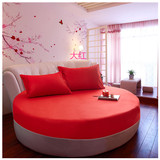 大红圆床床品单件圆形床笠全棉宾馆圆床床单纯棉2米圆床四件套件