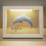 原创现代装饰画手工创意钉子绕线画成品艺术台灯之逐浪海豚