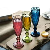 复古浮雕香槟杯无铅玻璃高脚杯家用加厚红酒杯酒具创意小号果汁杯