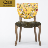 爱买美式乡村实木复古餐椅欧式靠背咖啡椅北欧风格时尚休闲椅SS17