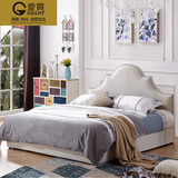 爱买 美式乡村床简约现代欧式床实木家具1.8米卧室布艺双人床PN10