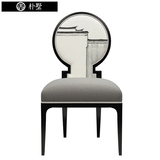 新中式家具餐厅实木布艺沙发椅设计师脸谱印画创意酒店包厢椅子