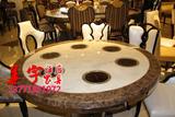 大理石火锅桌圆餐桌椅组合带电磁炉餐桌火锅桌子批发小火锅餐桌