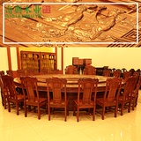 4米2红木圆桌椅组合 非洲花梨木餐桌 刺猬紫檀家具电动餐桌定做
