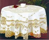 欧式pvc烫金圆形餐桌布 防水防油餐桌垫 镂空台布免洗圆形桌台布