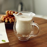 奶牛杯耐高温玻璃牛奶杯创意早餐杯玻璃水杯双层设计可微波