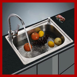 厨房洗菜盆单槽水槽套餐 加厚不锈钢盆洗菜池洗碗池水盆水池全套