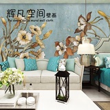 电视背景墙壁纸3d简约现代欧式客厅无缝墙布美式田园花卉墙纸壁画