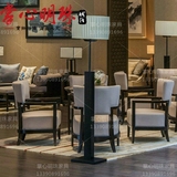 新中式实木接单椅布艺沙发椅售楼处洽谈桌椅组合一桌四椅