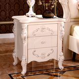 欧式床头柜白色 法式收纳柜香槟金床边柜储物柜三斗柜卧室家具