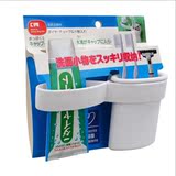 日本KM1218 带收纳托盘优质创意牙膏牙杯储物架吸盘洗面奶置物架