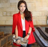 【现货新款】韩国代购 魅力女王红色耸肩披肩式高贵时尚小西装特