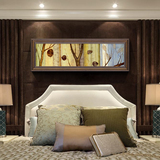 美式复古酒店横幅长款有框装饰画卧室床头画壁画挂画单幅动物花卉
