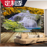 大型壁画电视背景墙壁纸客厅卧室欧式田园墙砖3d山水风景瀑布墙纸
