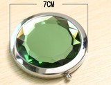 批发高档欧式水晶宝石便携小化妆镜折叠双面台式镜子礼品订制logo