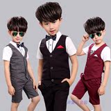 童装男童2016夏季新款韩版短袖套装儿童英伦西装马甲三件套礼服潮