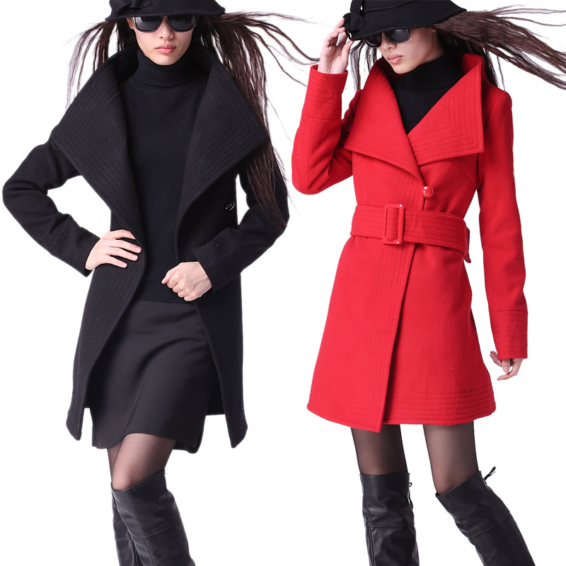 2013女装春装潮韩版品质中长款呢子女士衣服新款外套毛呢大衣女