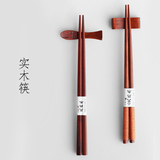 zakka日式木质筷子 尖头绑线碎花原木筷子 学生宿舍家用便携餐具
